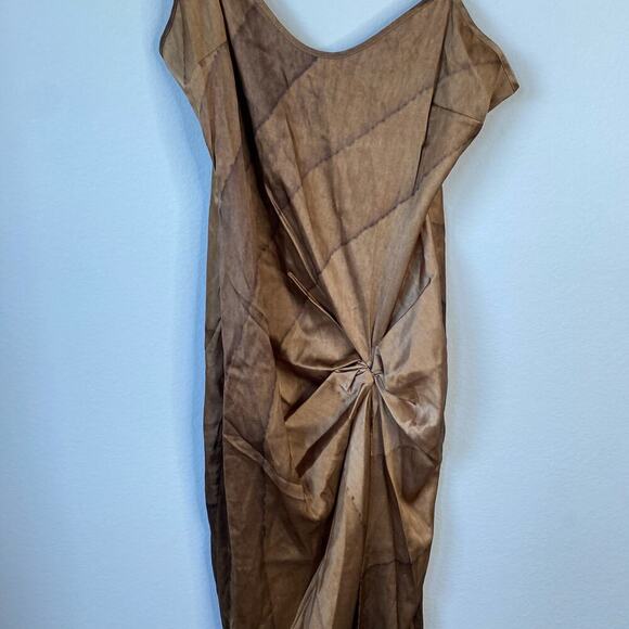 SKIMS Silk Slip Dress High Slit Nude Print Brown Size XS Elegant Party Sexy - Picture 4 of 7